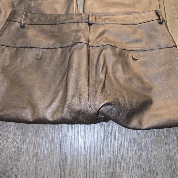 Sharon  Young Sz. 10 Bronze Leather Pants - Picture 3 of 11